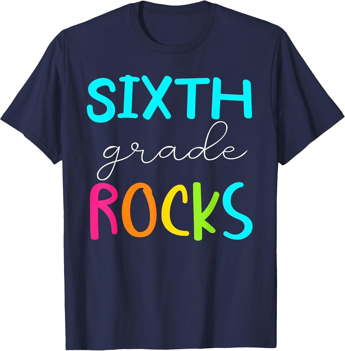 Sixth Grade Rocks Shirt Team 6th Grade Teacher T-Shirt - Navy Blue
