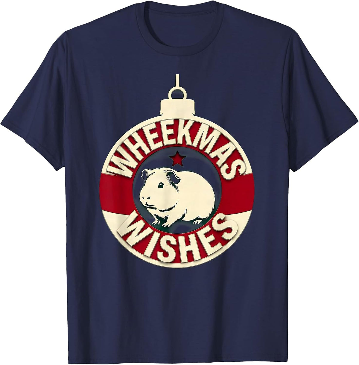 Men's Wheekmas Wishes Funny Guinea Pig Christmas Pet Lover Holiday T-Shirt - Navy Blue