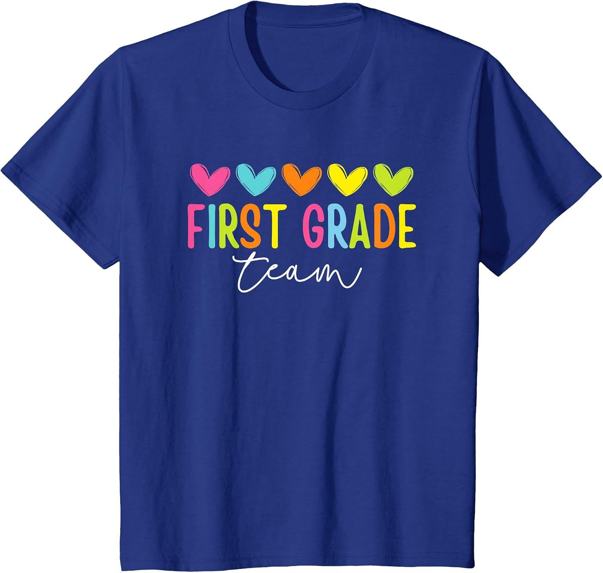 First Grade Team 1st Grade Back to School Heart Kids Teacher T-Shirt - Royal Blue