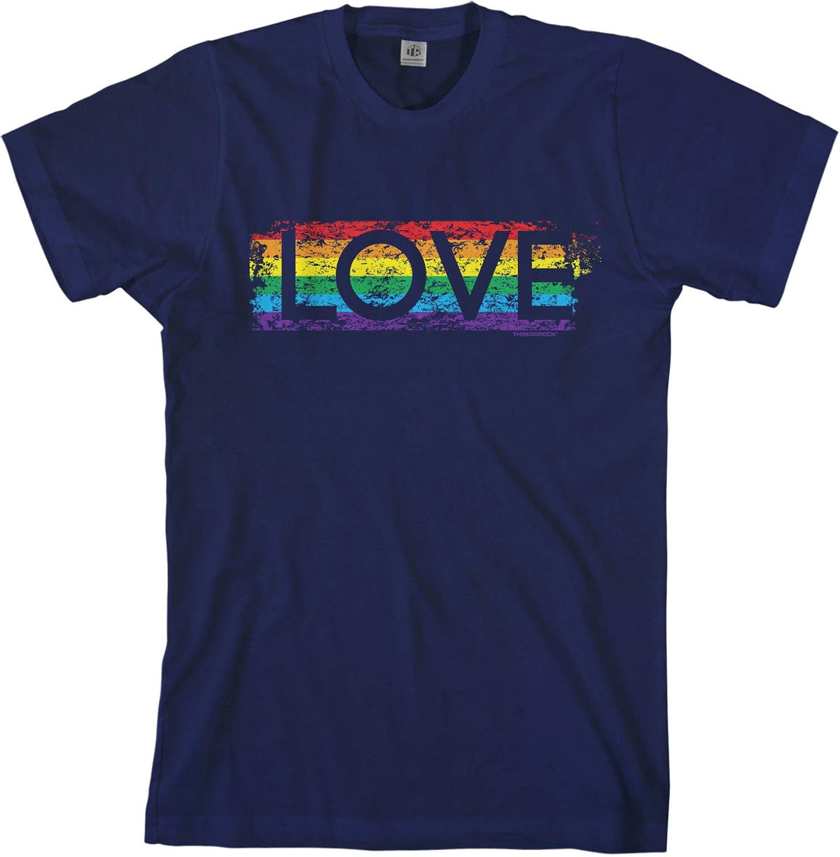 Threadrock Men's Gay Pride Rainbow Love T-Shirt - Navy