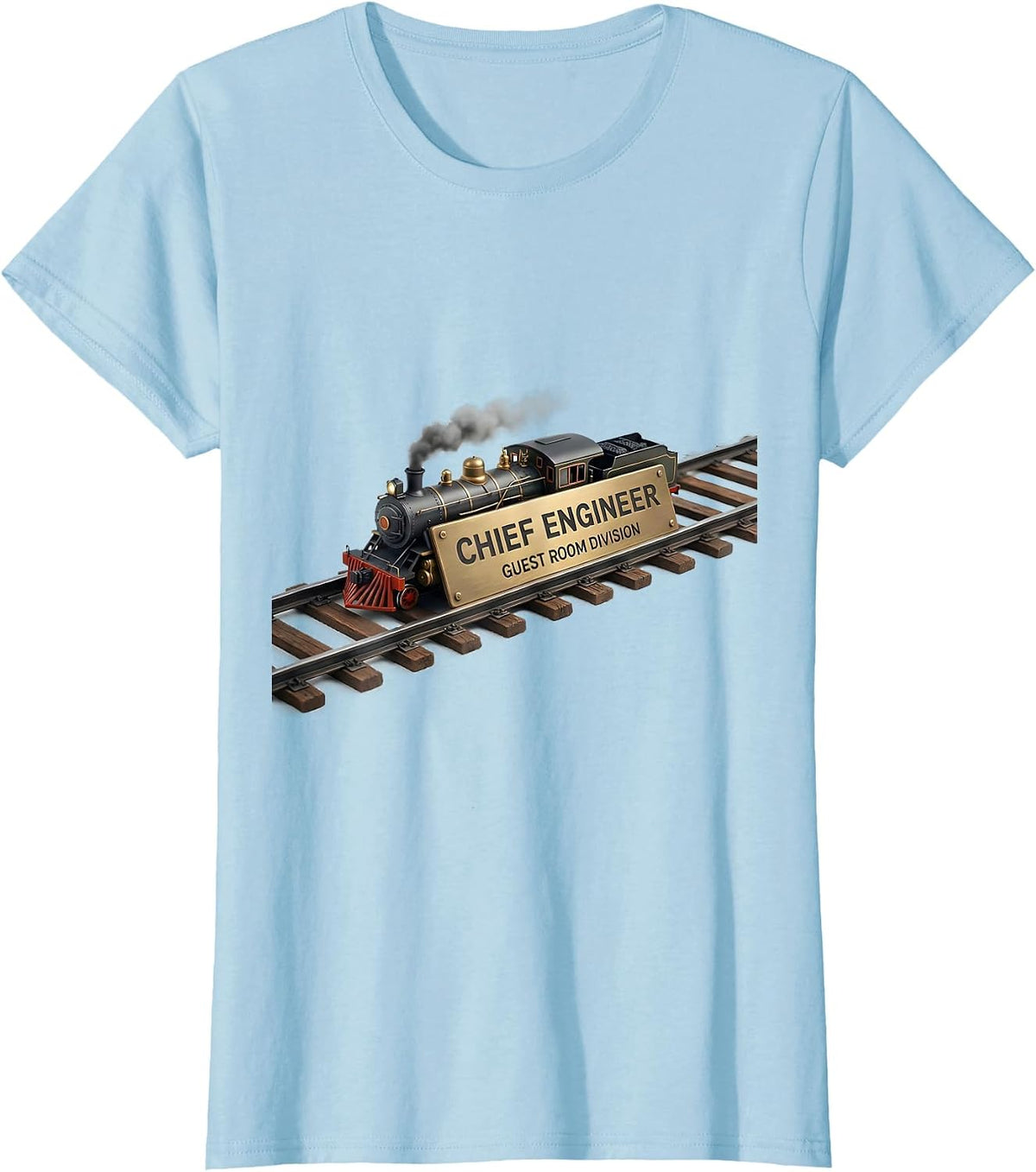 Women's Chief Engineer Guest Room Division Vintage Steam Train T-Shirt - Baby Blue
