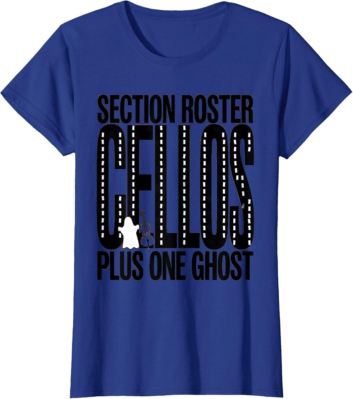 Women's Section Roster Cellos Plus One Ghost Funny Music Teacher T-Shirt - Royal Blue