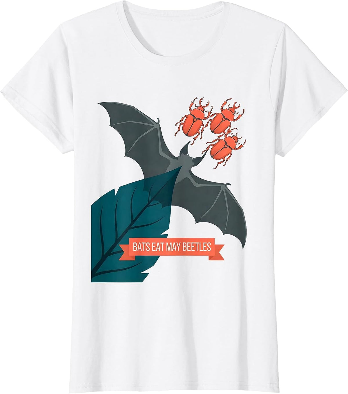 Bats Eat May Beetles Funny Bat Lover Wildlife Conservation T-Shirt - White