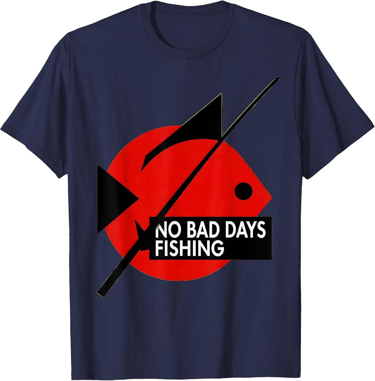 Men's No Bad Days Fishing Graphic Design T-Shirt - Navy Blue