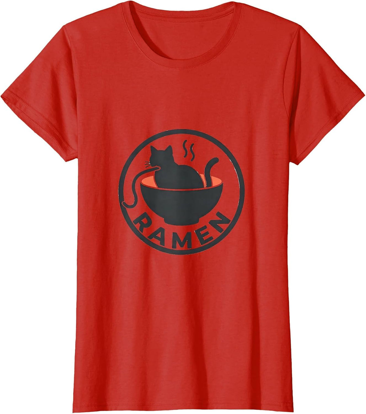 Women's RAMEN Minimalist Kawaii Cat Anime Funny Japanese Ramen Gift T-Shirt - Red