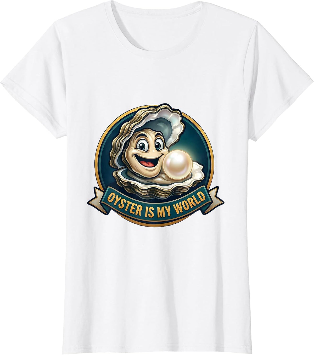 Oyster Is My World Ocean Life Design T-Shirt - White