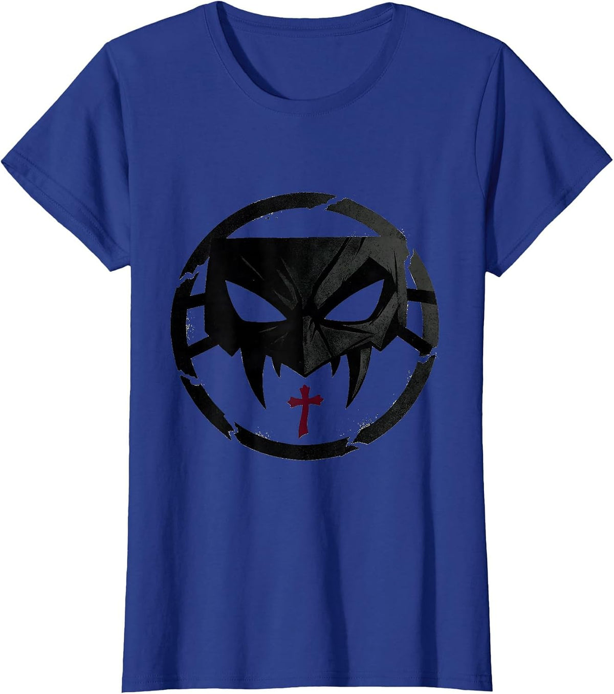 Women's Vampire Eye Mask Badge Y2K Grunge Goth Alt Streetwear T-Shirt - Royal Blue