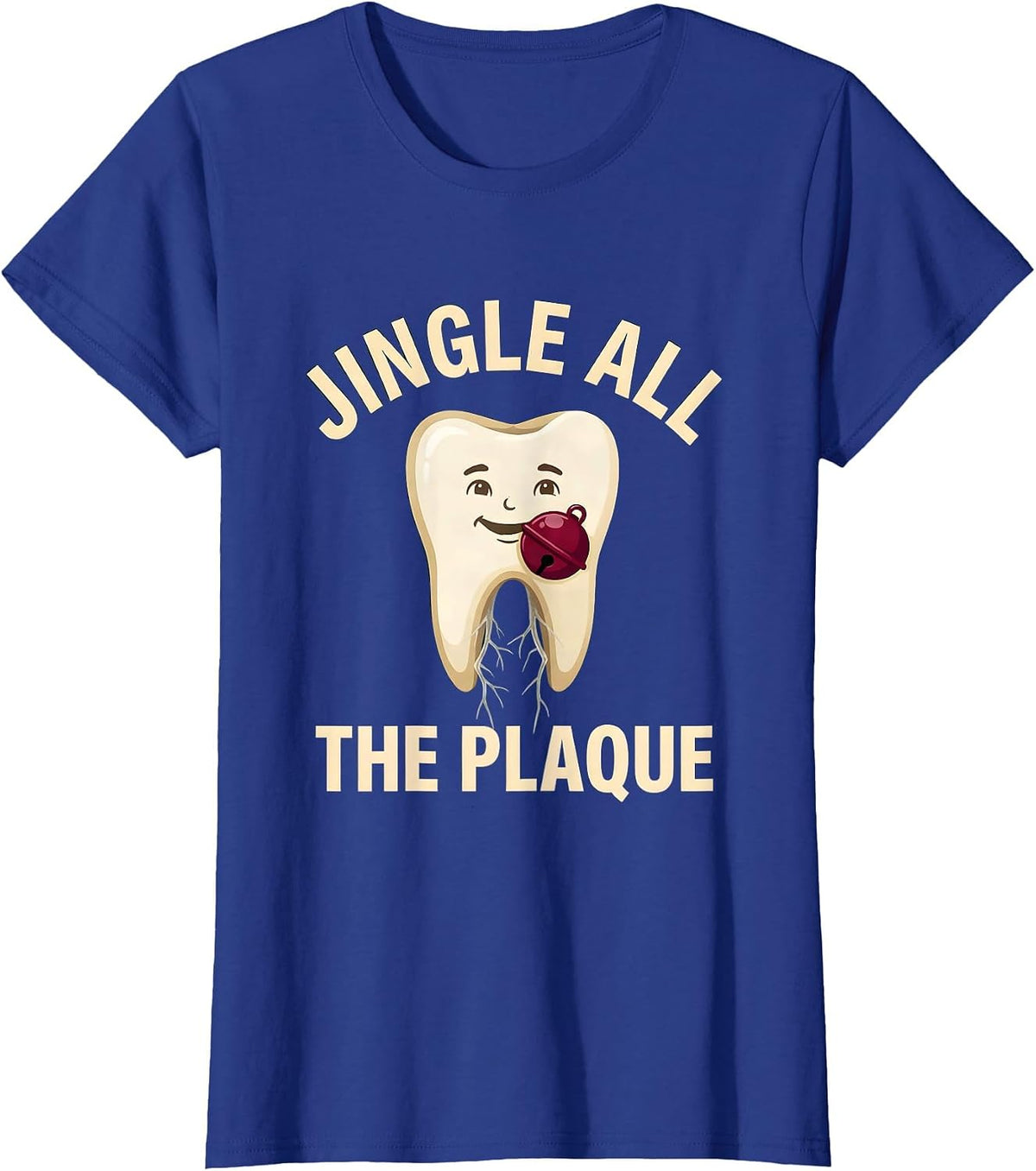 Women's Jingle All the Plaque Funny Dental Christmas Dentist Team T-Shirt - Royal Blue