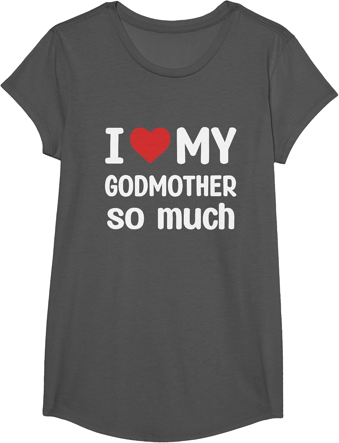 I Love My Godmother So Much - I Heart My Godmother T-Shirt - Girls Asphalt Grey
