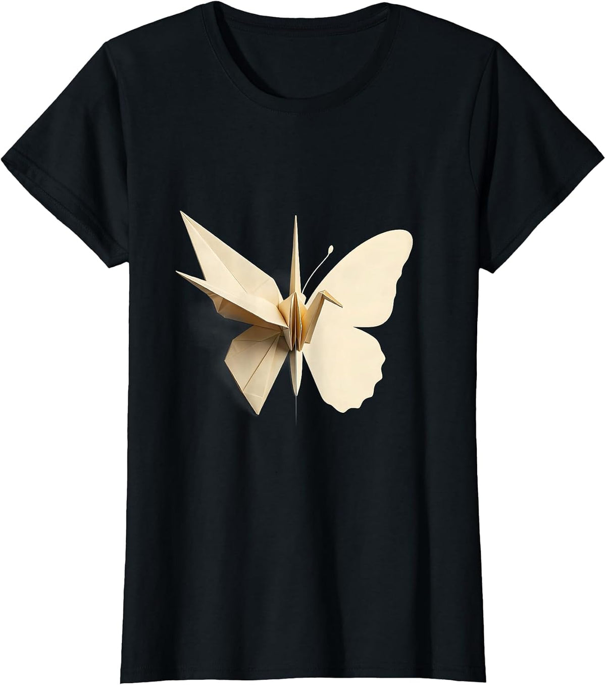 Women's Paraprofessional Butterfly Origami Transformation Art T-Shirt - Black