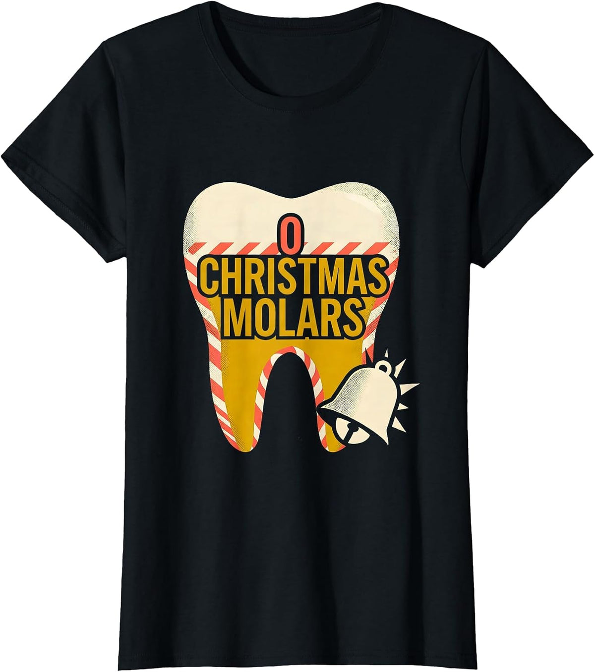 Women's O Christmas Molars Funny Dentist Dental Team Christmas Humor T-Shirt - Black