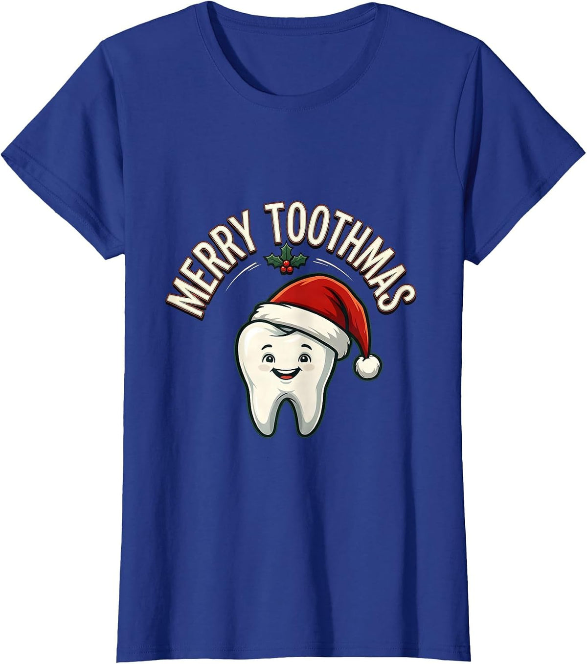 Women's Merry Toothmas Sign Painter Showcard Funny Dental Christmas T-Shirt - Royal Blue