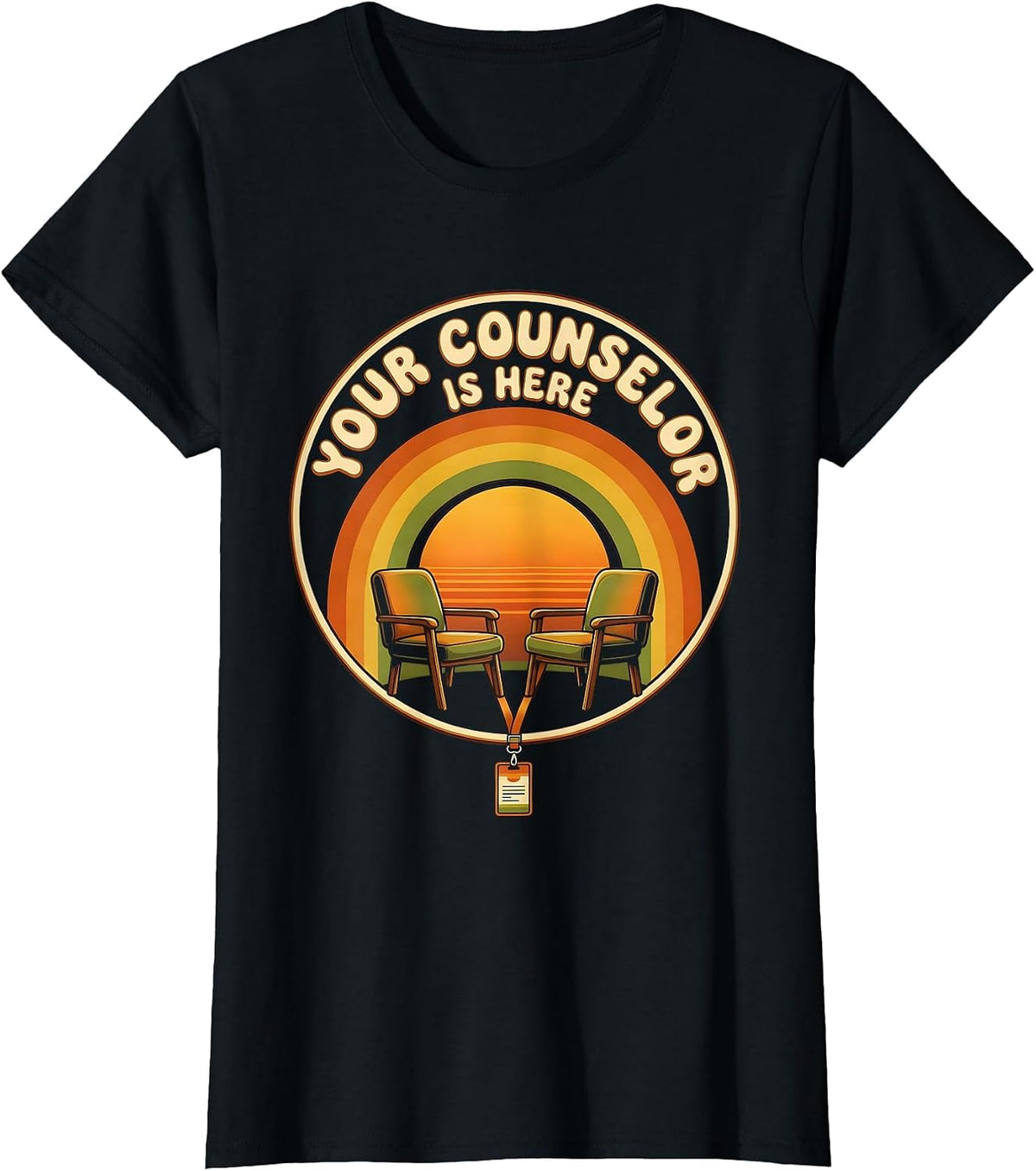 Your Counselor Is Here Retro Groovy School Counselor T-Shirt - Black
