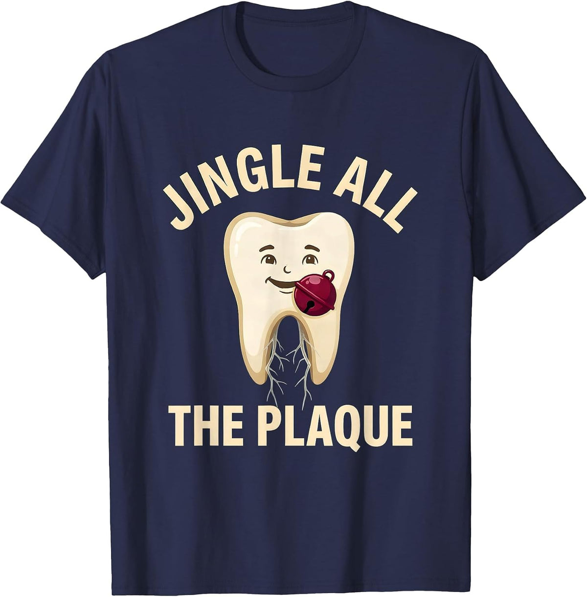 Men's Jingle All the Plaque Funny Dental Christmas Dentist Team T-Shirt - Navy Blue