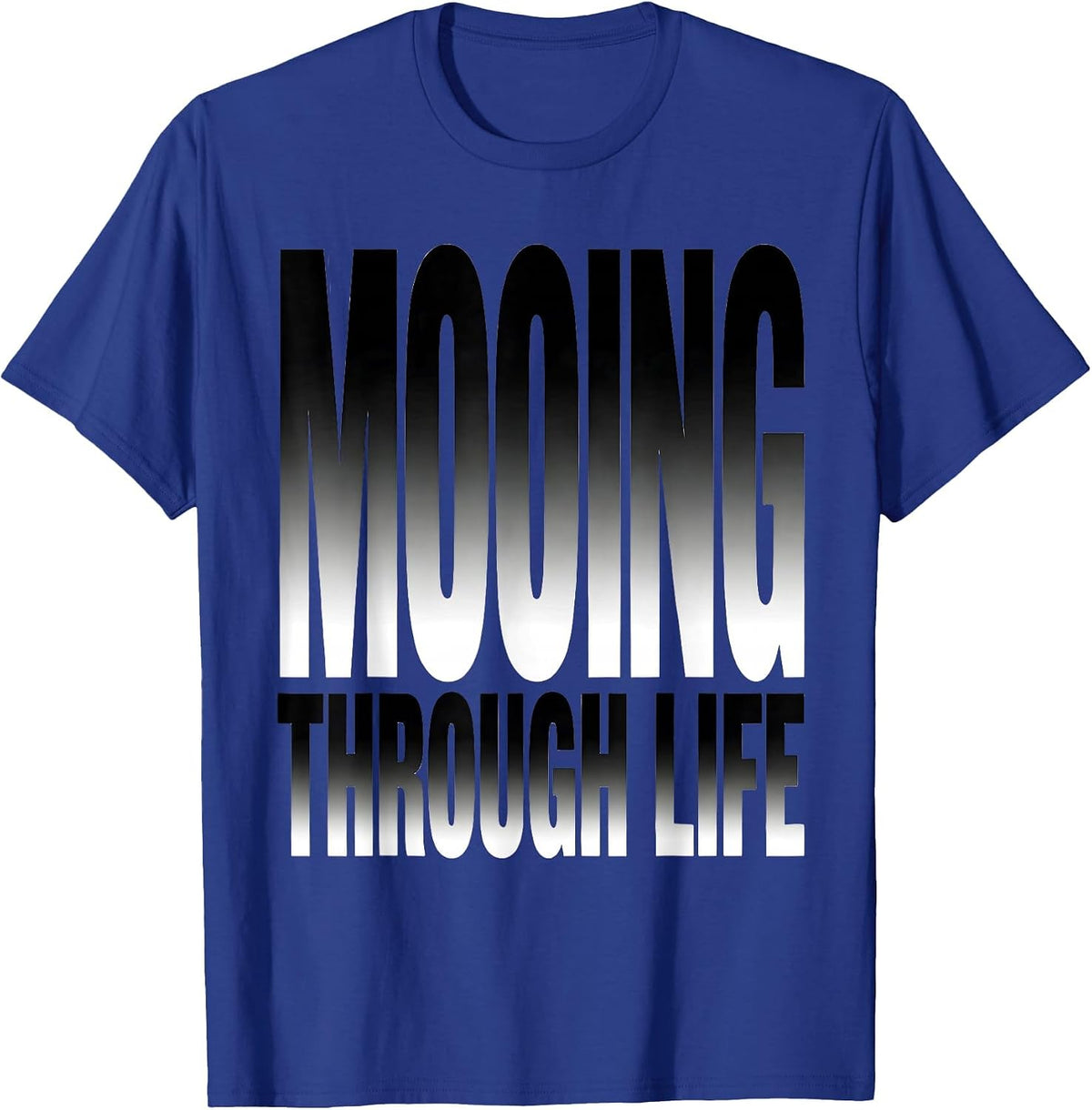 Men's Mooing Through Life Cow Print Design T-Shirt - Royal Blue