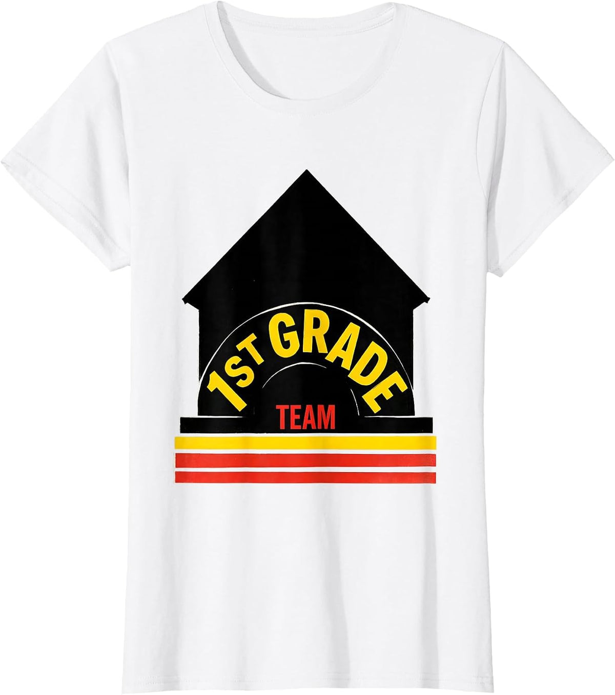 Women's 1st Grade Team Schoolhouse Teacher Back To School Crew T-Shirt - White