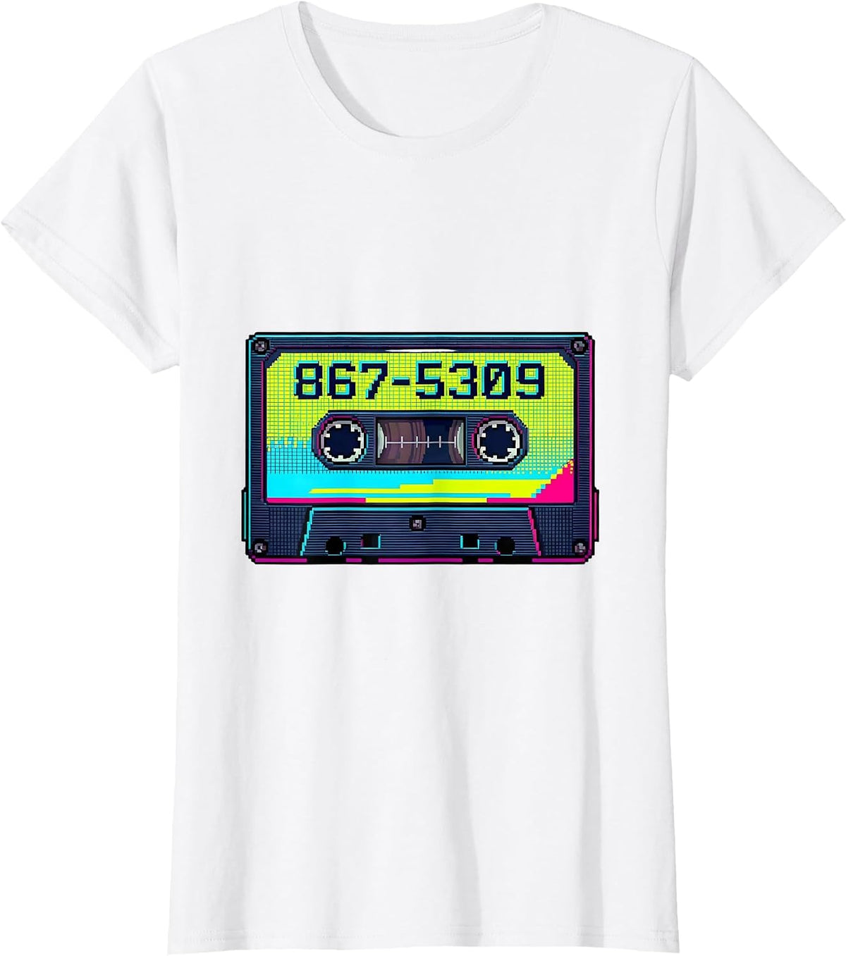 Women's 867-5309 Pixel Art Retro 80s Nostalgia Gen X Gift T-Shirt - White