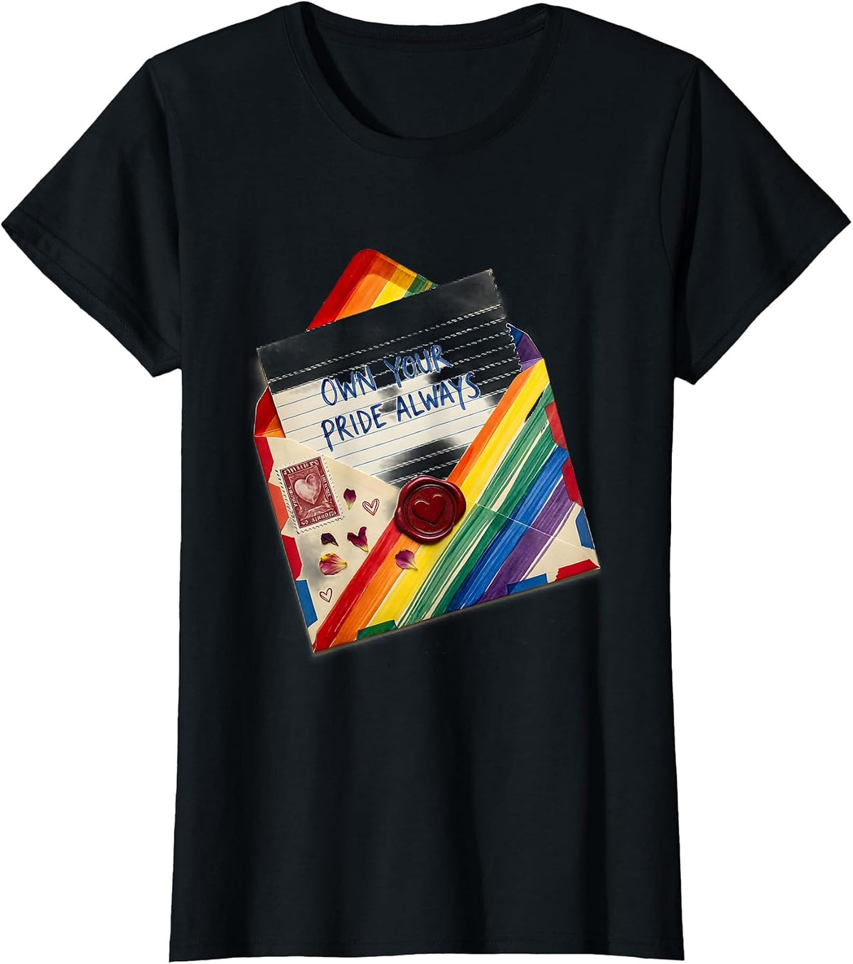 Own Your Pride Always Pride Flag Design T-Shirt - Black