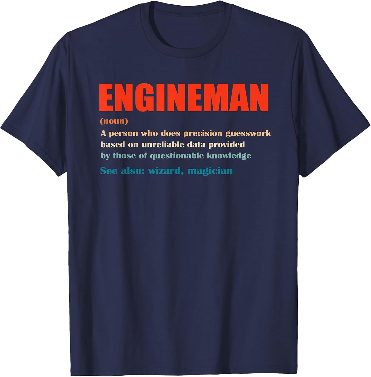 Engineman Vintage Definition Wizard Magician T-Shirt - Navy Blue