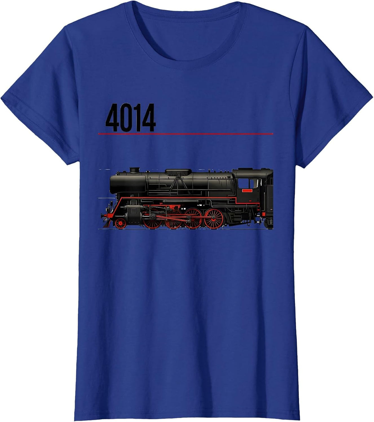 Women's 4014 Vintage Steam Locomotive Railroad Enthusiast Hobby Wear T-Shirt - Royal Blue
