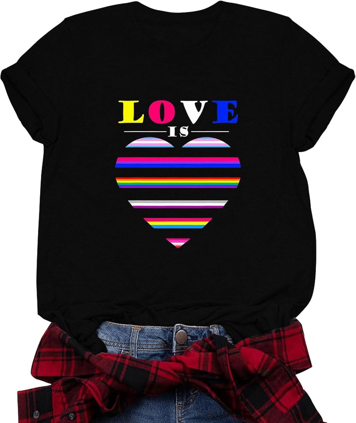 Pride Shirts for Women Gay LGBT Rainbow Equality T-Shirt LGBTQ Pride Month Blouse Tops - Black-1