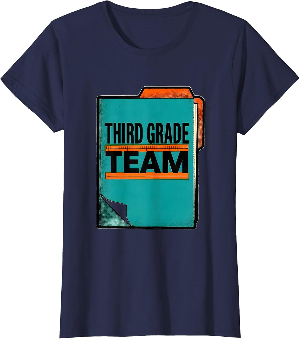 Women's Third Grade Team Risograph Teacher Crew Back To School Gift T-Shirt - Navy Blue