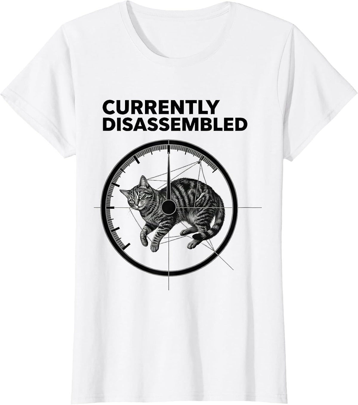 Currently Disassembled Funny Cat Meme Absurdist Humor T-Shirt - White