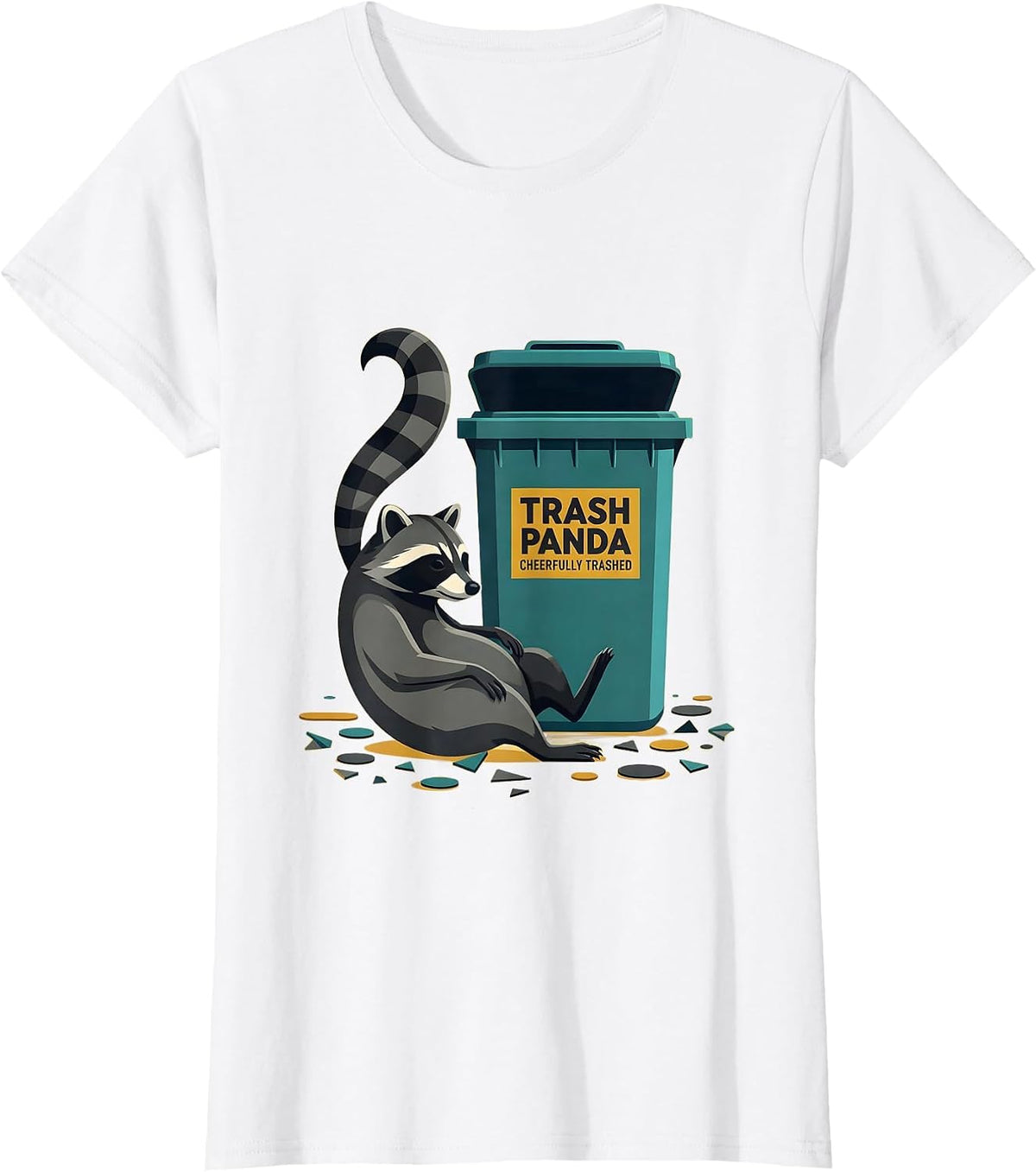 Trash Panda Cheerfully Trashed Funny Raccoon Gift T-Shirt - White