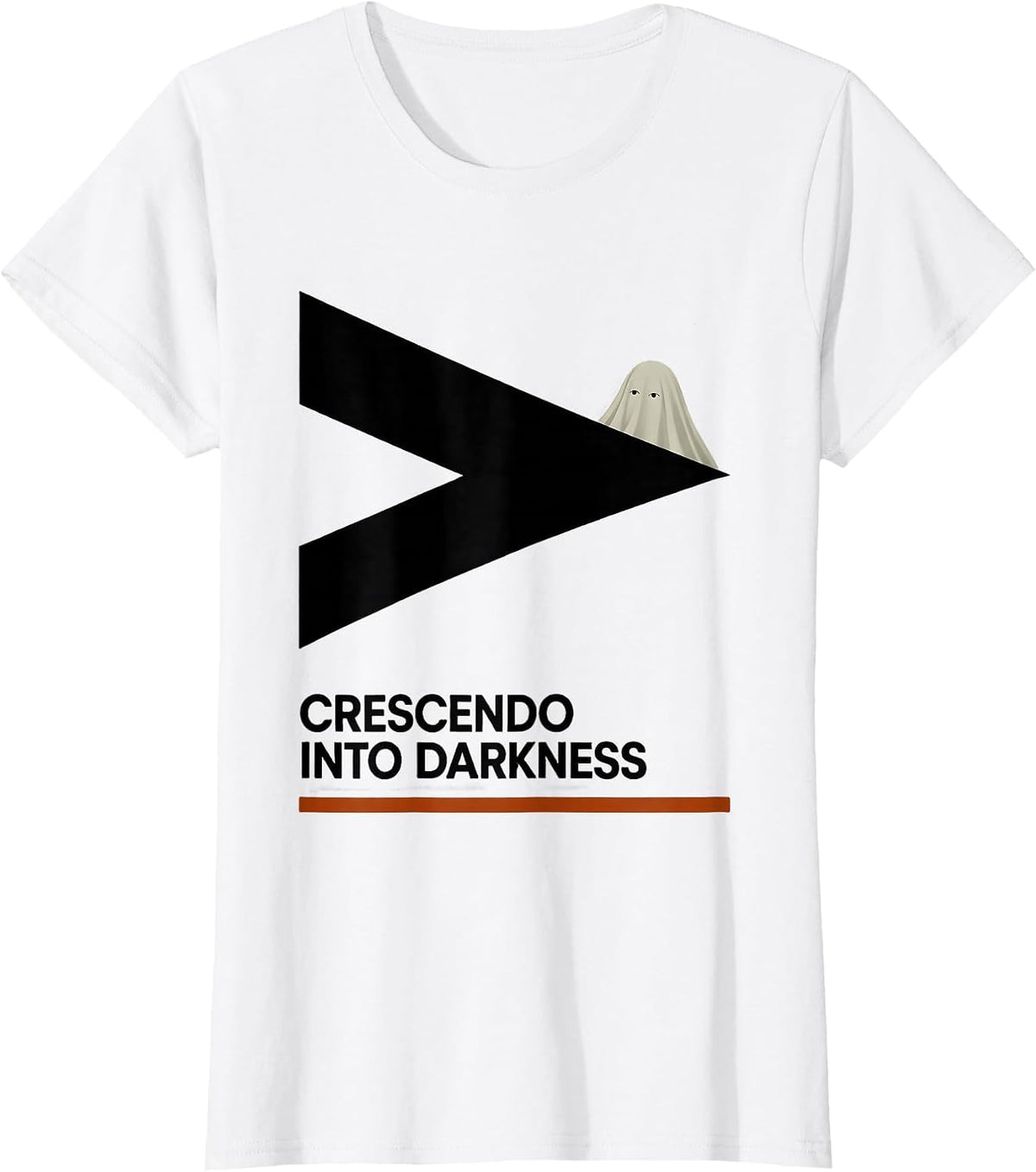 Women's Crescendo Into Darkness Whimsical Art Teacher Halloween T-Shirt - White