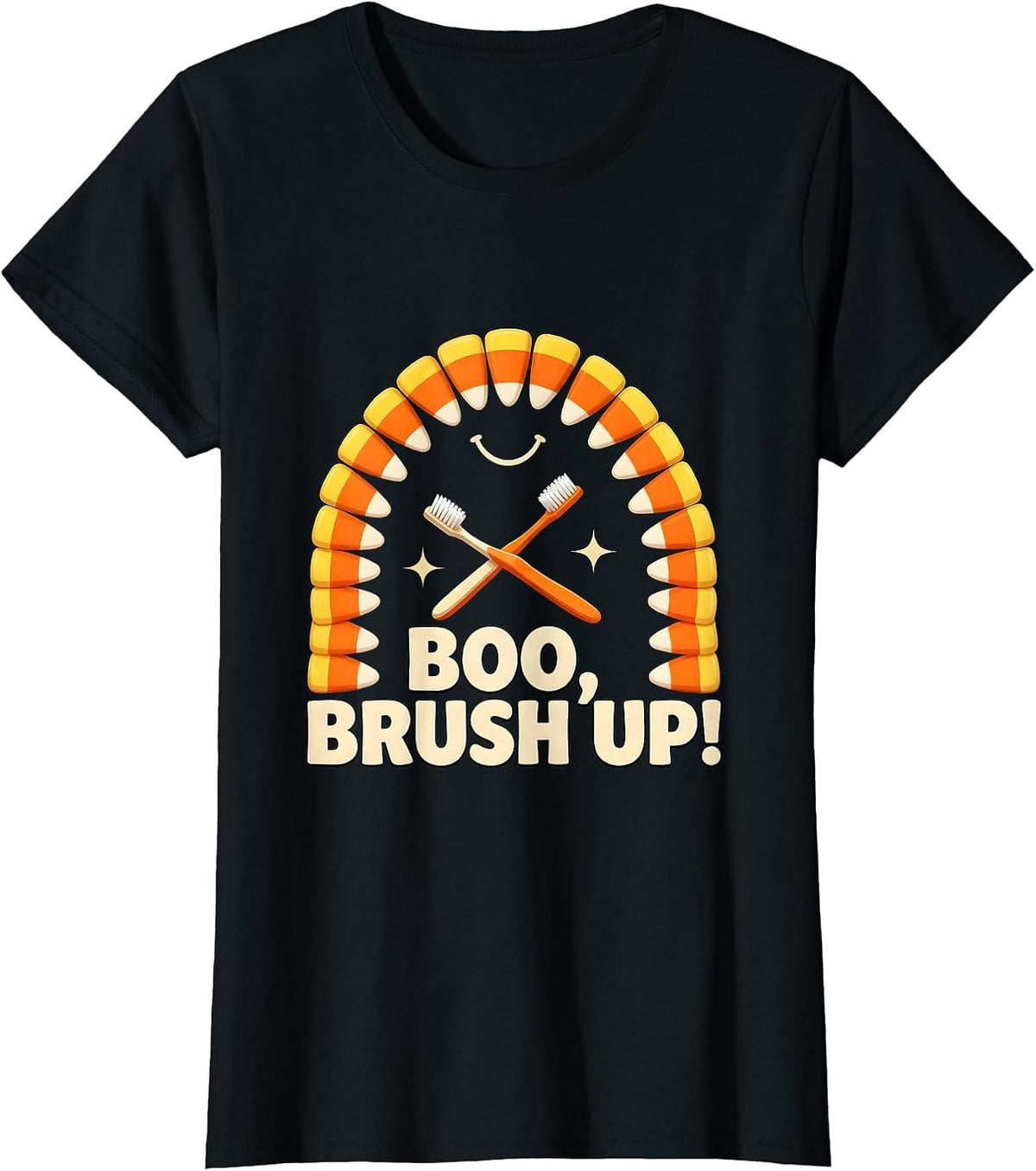 Women's Boo Brush Up Playful Dental Humor Halloween Dentist Costume T-Shirt - Black