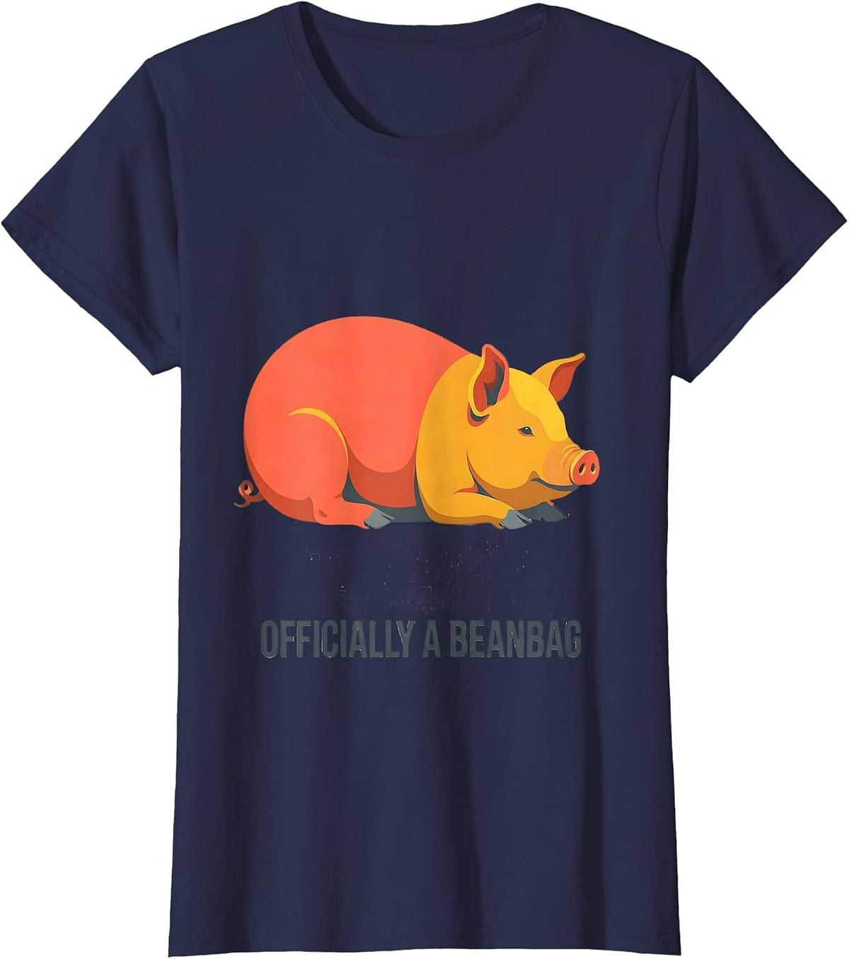 Women's Officially A Beanbag Funny Pet Pig Lover Humor T-Shirt - Navy Blue