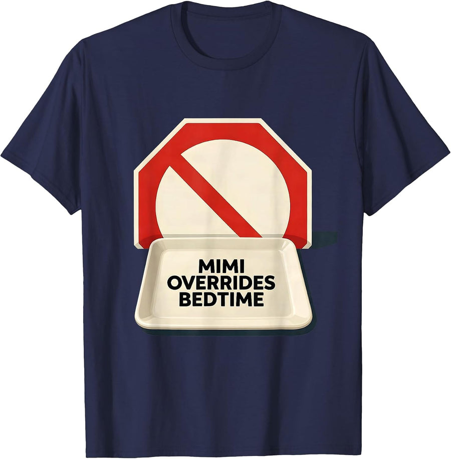 Mimi Overrides Bedtime Funny Grandma Nana Gift Christmas T-Shirt - Navy Blue