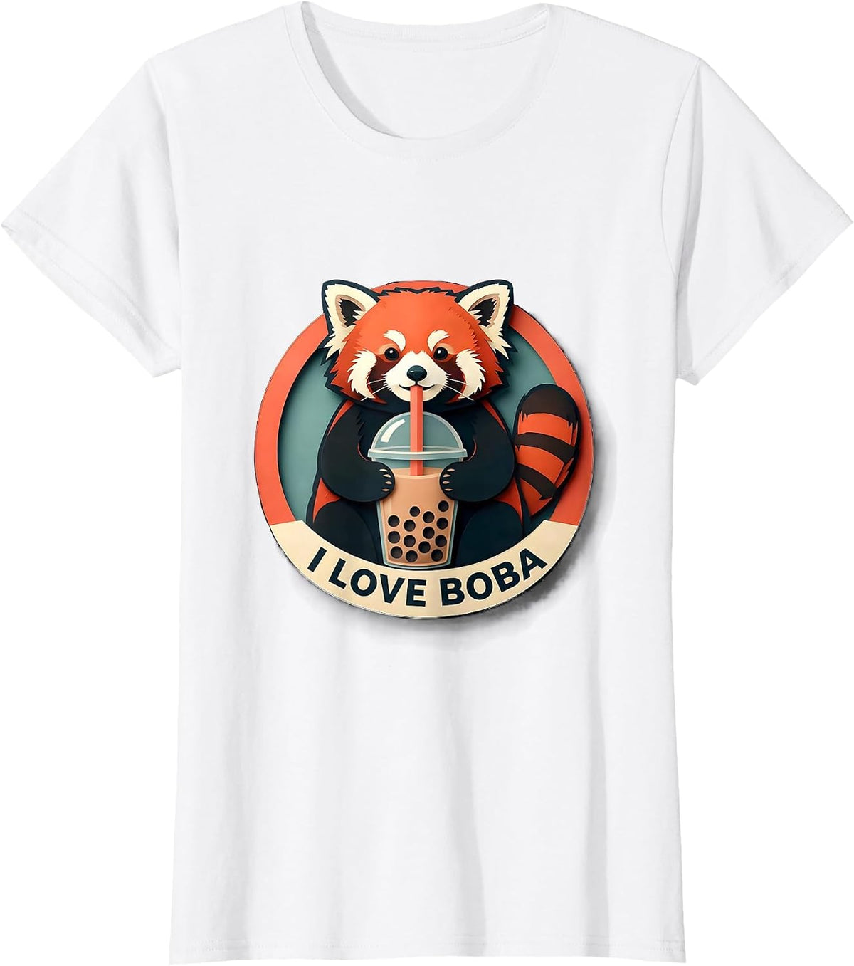 Women's I Love Boba Cute Kawaii Panda Anime Bubble Tea Boba Lover T-Shirt - White