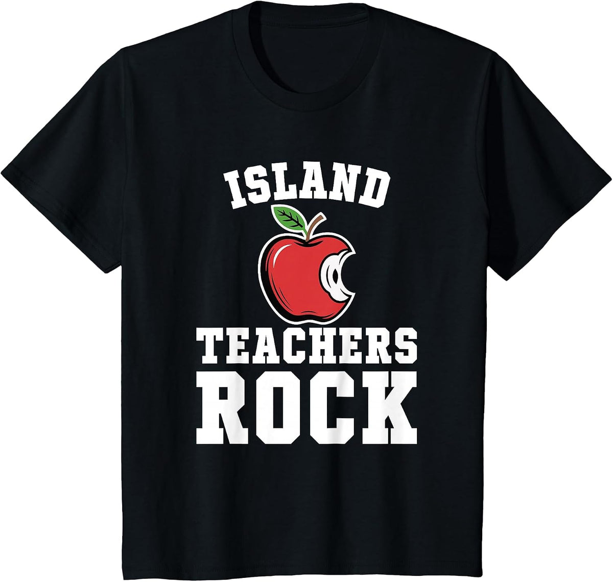 Island Teachers Rock! Retro School Support Teaching T-Shirt - Black
