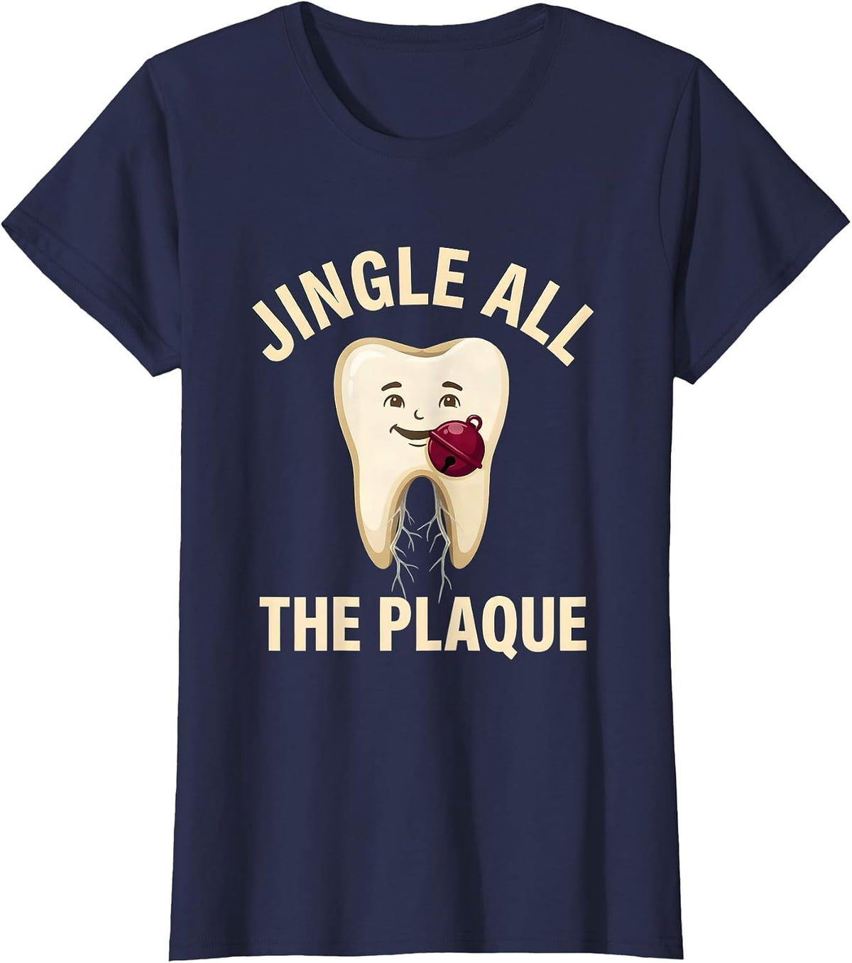 Women's Jingle All the Plaque Funny Dental Christmas Dentist Team T-Shirt - Navy Blue