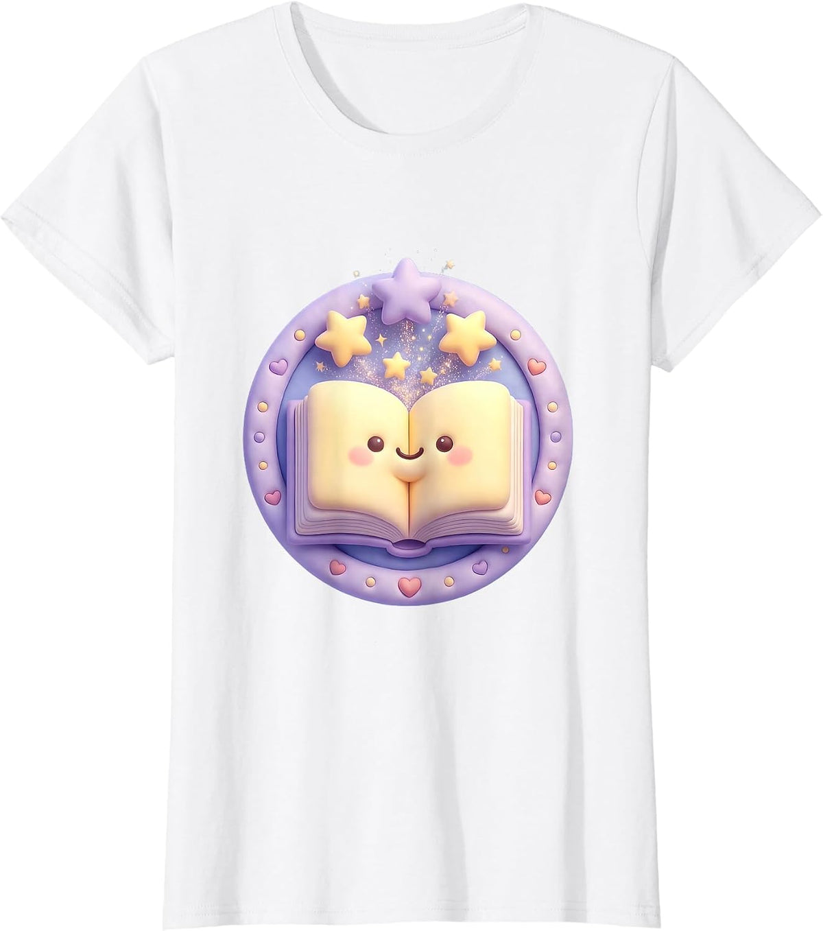 First Grade Teacher Open Book Stars Graphic T-Shirt - White
