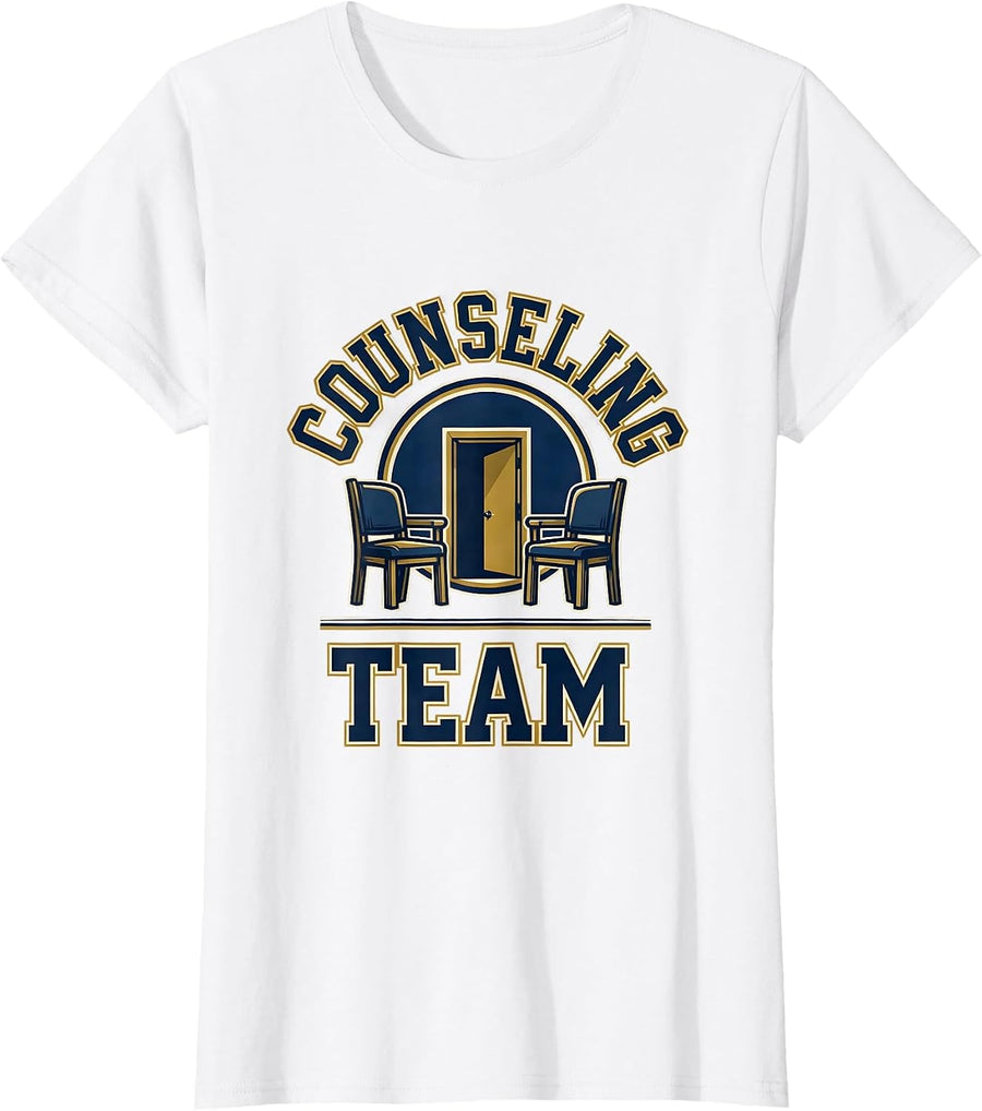 Women's Counseling Team Groovy Retro School Counselor Appreciation T-Shirt - White