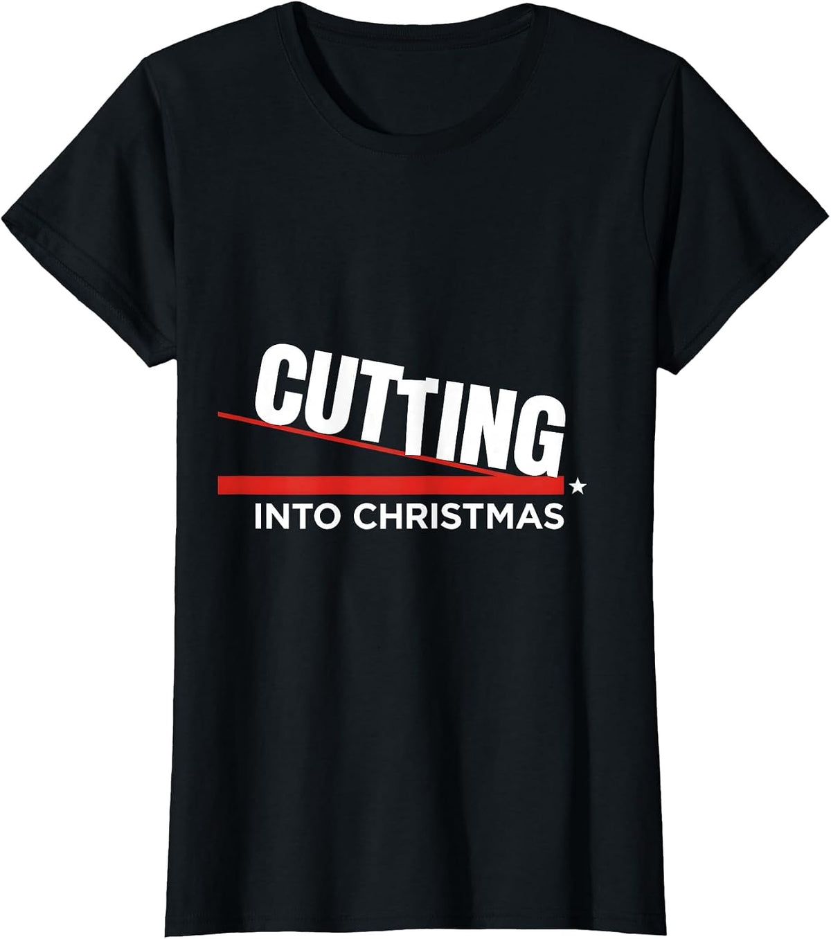 Cutting Into Christmas New Wave Typography Snowboarder Gift T-Shirt - Black