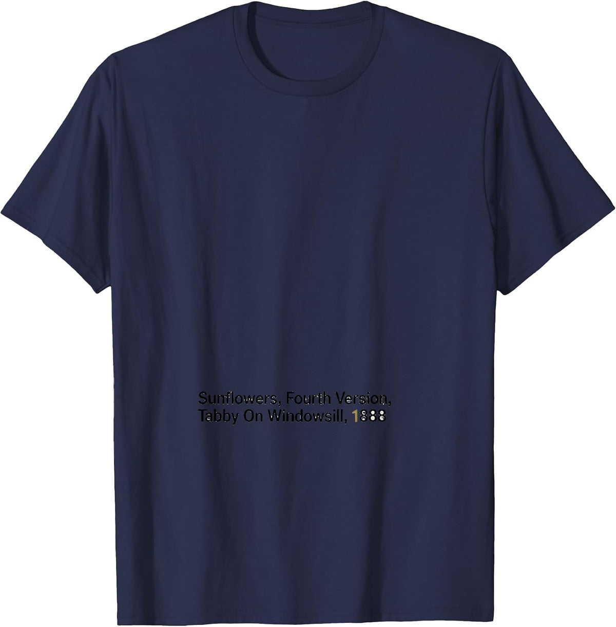 Men's Sunflowers, Fourth Version, Tabby On Windowsill, 1888 T-Shirt - Navy Blue