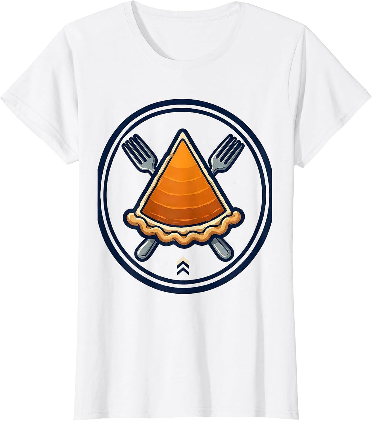 Women's Pumpkin Pie Wedge Sports Team Crest Humor T-Shirt - White