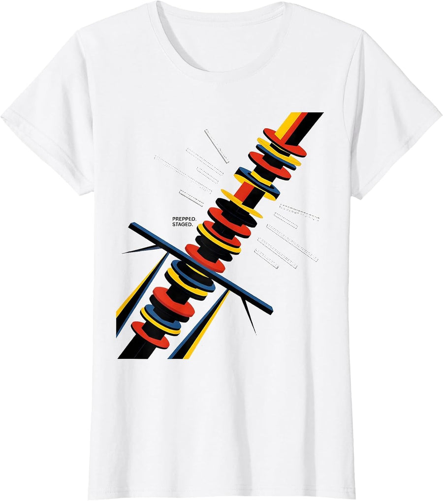 Women's Prepped Staged Bauhaus Modernist Drag Racing RC Car T-Shirt - White