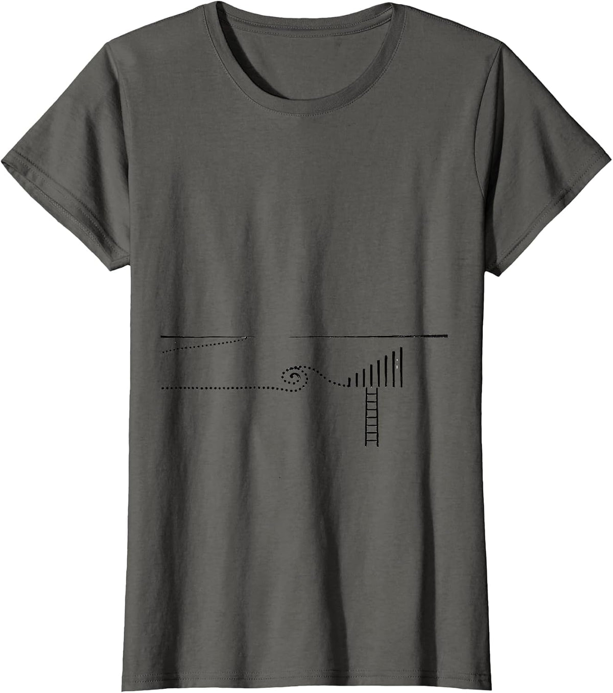 Women's Thin Dotted Route Line Minimalist Storm Chaser Meteorology T-Shirt - Asphalt Grey