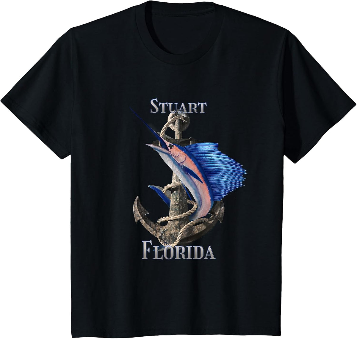 Stuart Florida Swordfish Marlin Ocean Fishing T-Shirt - Black
