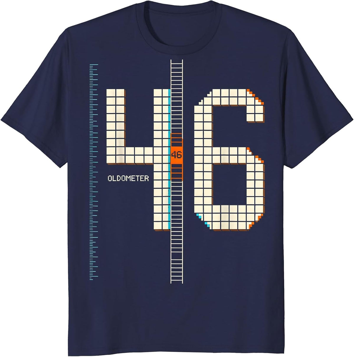 Men's OLDOMETER 46 Funny Milestone Birthday Gift Men T-Shirt - Navy Blue