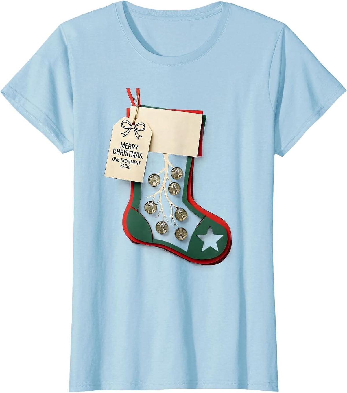 Women's Merry Christmas One Treatment Each Respiratory Therapist T-Shirt - Baby Blue