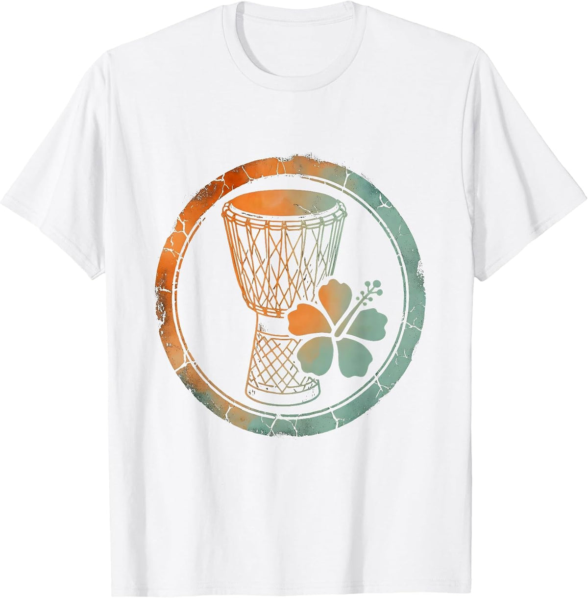 Men's Dominican Republic Gagá Drum Illustration T-Shirt - White