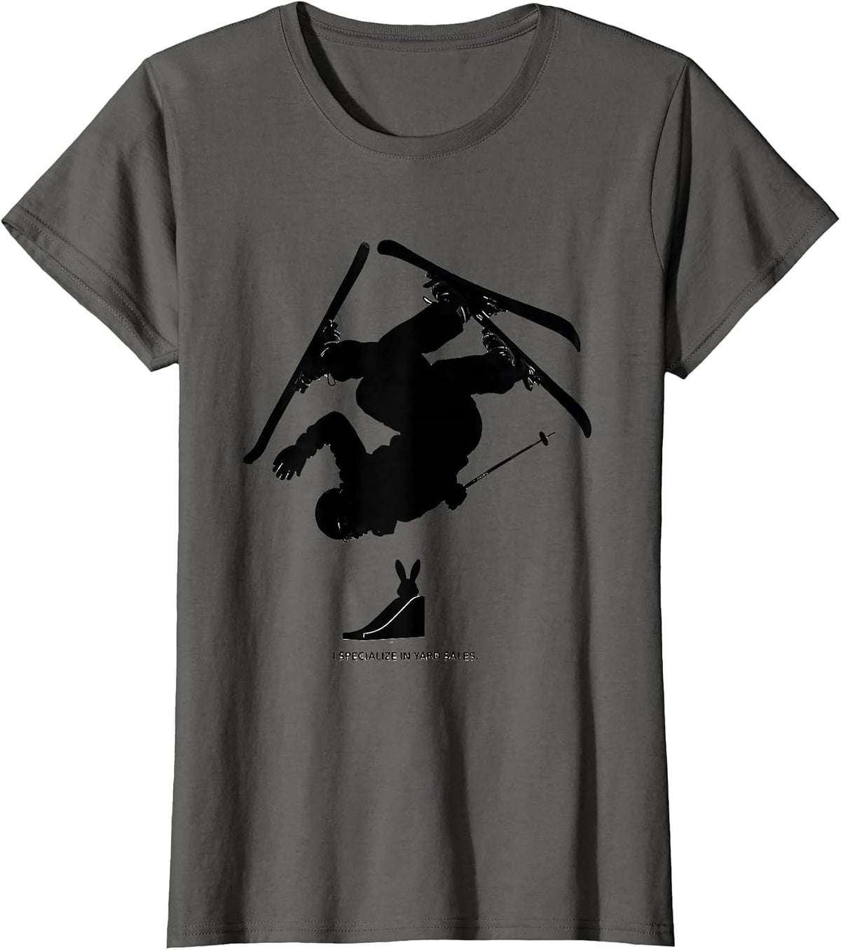 Women's I Specialize In Yard Sales Funny Ski Humor Winter Sports T-Shirt - Asphalt Grey