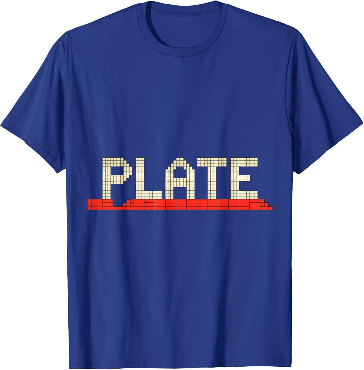Men's Plate Pixel Art Shirt That Says Novelty Deadpan Humor T-Shirt - Royal Blue