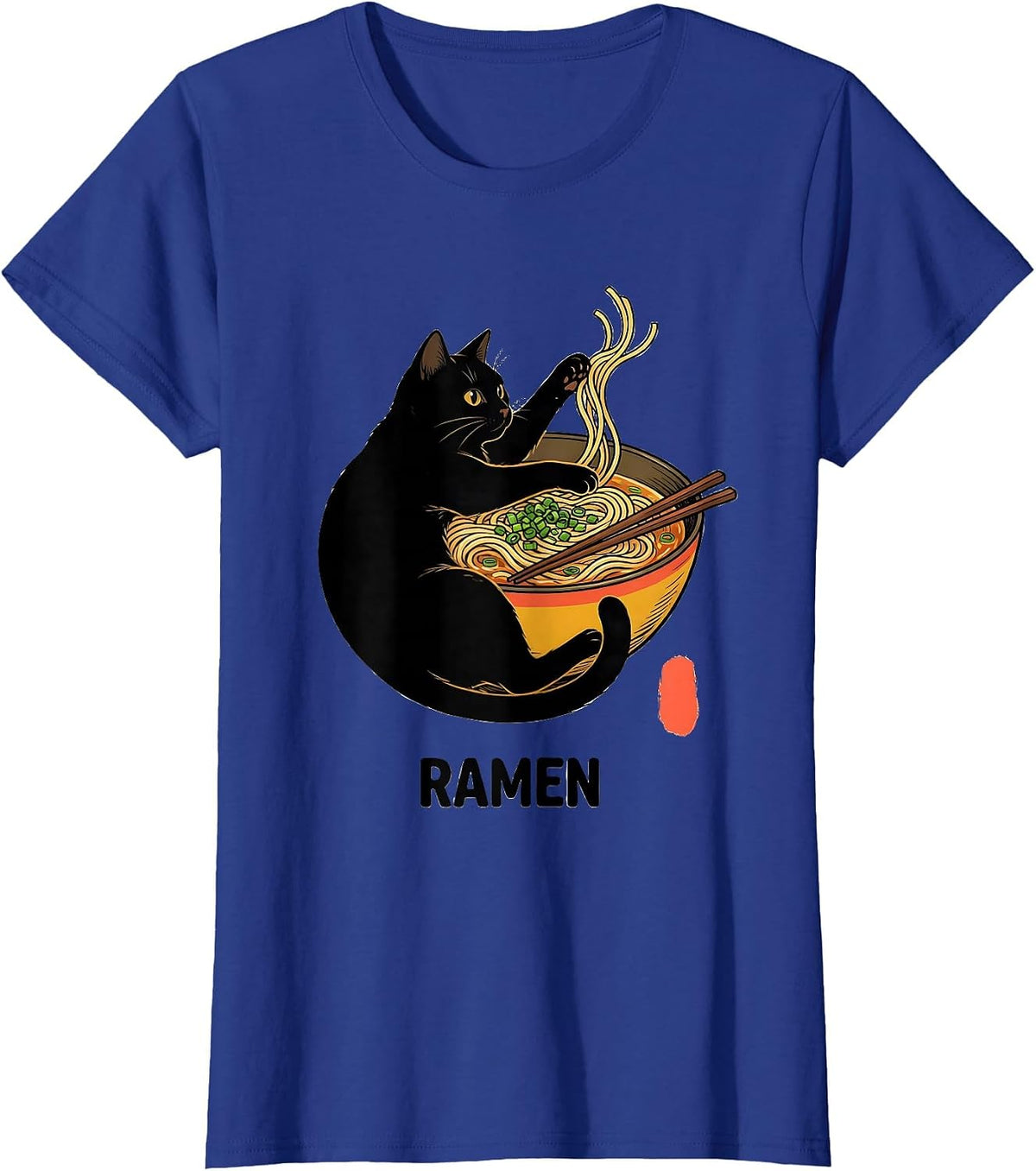 Women's RAMEN Bold Kawaii Anime Cat Ramen Lover Gift T-Shirt - Royal Blue