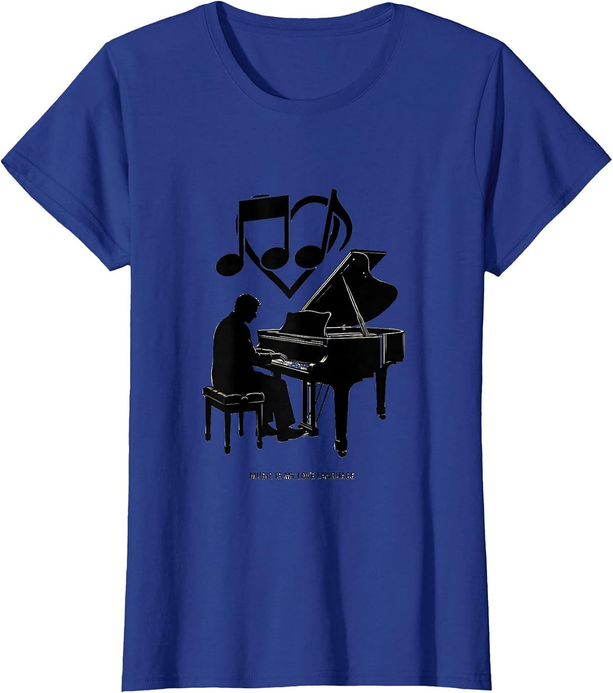 Women's Music Is My Love Language Music Teacher Design T-Shirt - Royal Blue